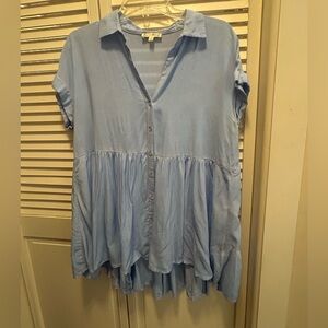 Jane and Delancey Sky Blue Button-Up Blouse